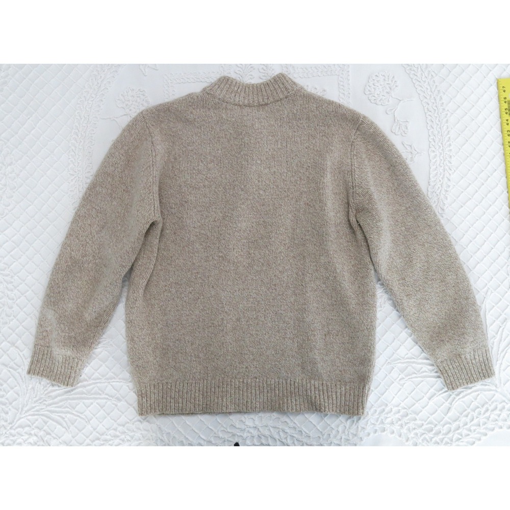 LL Bean Lambs Wool Henley Sweater Mens XL Oatmeal Beige Button Mock Neck 28517 - Picture 2 of 7
